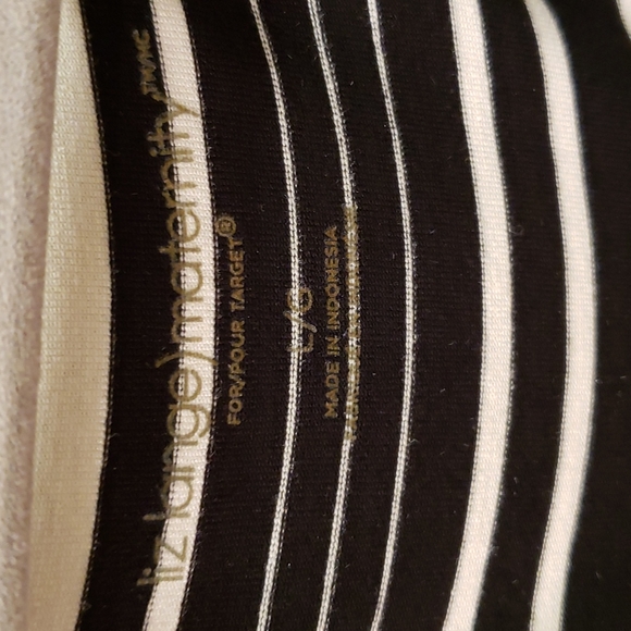 LIZ LANGE STRIPED CAP SLEEVE DRESS with side waist tie. Black White Sz L - Picture 5 of 7